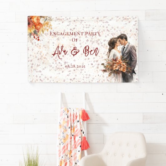 Herfst Bourgogne Sinaasappel Floral Repetitie Dine Spandoek (Insitu)