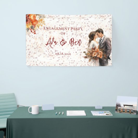 Herfst Bourgogne Sinaasappel Floral Repetitie Dine Spandoek (Beurs)