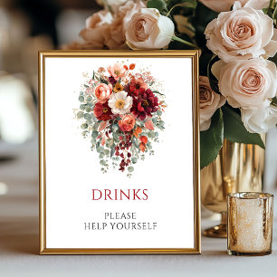 Herfst Bourgondië Bloemen Dranken Bruiloft Tafelbl Poster