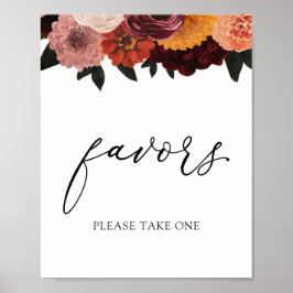 Herfst Bourgondië Bloemen Favorieten Bord Poster
