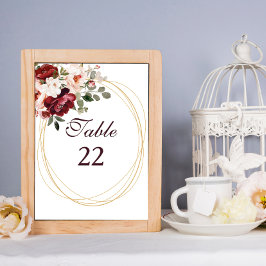 Herfst Bourgondië Bloemen Gouden Grens Huwelijk Kaart