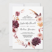 Herfst Bourgondië bloemen krans bruiloft Kaart (Voorkant)