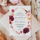 Herfst Bourgondië bloemen krans bruiloft Kaart