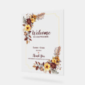 Herfst Bourgondië Bloemen Rustiek Welkom op onze b Acryl Bord (Hoek)