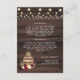 Herfst Bourgondië Bloemen Wijnvat Trouwdetails Informatiekaartje