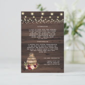 Herfst Bourgondië Bloemen Wijnvat Trouwdetails Informatiekaartje (Staand voorkant)