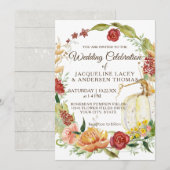 Herfst Bourgondië Bloemen Witte Pompoen Krans Brui Kaart (Voorkant / Achterkant)