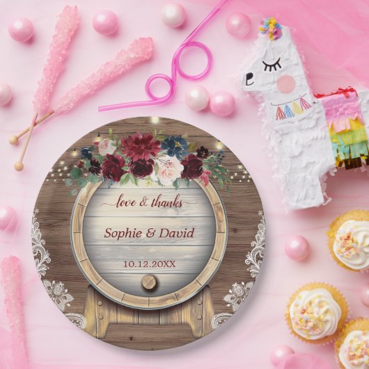 Herfst Bourgondië Bloemige Wijnvat Wijngaard Bruil Papieren Bordje (Feest)