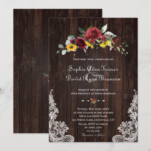 Herfst Bourgondië Bloemige Zonnebloemen Houten Kan Kaart (Voorkant / Achterkant)