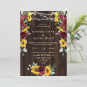 Herfst Bourgondië Bloemige Zonnebloemen Houten Sch Kaart (Staand voorkant)