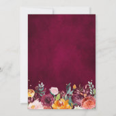 Herfst Bourgondië Blush Bloemige Bloesem Bruiloft Kaart (Achterkant)