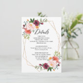 Herfst Bourgondië Blush Bloemige geometrische Deta Informatiekaartje (Staand voorkant)