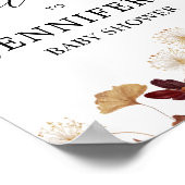 Herfst Bourgondië Boho Floral Baby shower Welkomst Poster (Hoek)