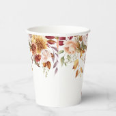 Herfst Bourgondië Bruin Bloemen Bloemen Bruiloft Papieren Bekers (Rechts)