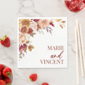 Herfst Bourgondië Bruin Bloemen Bloemen Bruiloft Servet (Insitu)