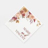 Herfst Bourgondië Bruin Bloemen Bloemen Bruiloft Servet (Hoek)