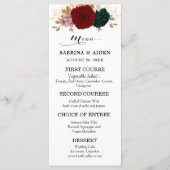 Herfst Bourgondië Emerald Greeny Floral bruiloft Menu (Voorkant)