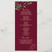 Herfst Bourgondië en Navy Floral Wedding Programmakaart (Achterkant)