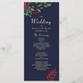 Herfst Bourgondië en Navy Floral Wedding Programmakaart (Voorkant)