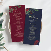 Herfst Bourgondië en Navy Floral Wedding Programmakaart