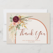 Herfst Bourgondië Eucalyptus Bloemrijke Bruiloft F Bedankkaart (Voorkant)