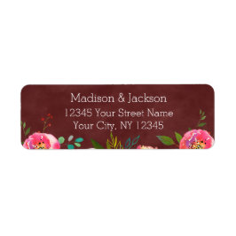 Herfst Bourgondië Floral bruiloft retour adres Etiket