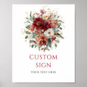 Herfst Bourgondië Goud Bloem Aardewerk custom ta Poster (Voorkant)