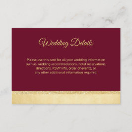 Herfst Bourgondië Goud Huwelijksdetails Inserts Informatiekaartje