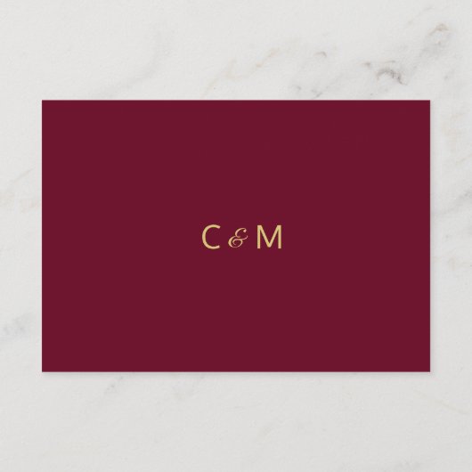 Herfst Bourgondië Goud Huwelijksdetails Inserts Informatiekaartje (Achterkant)