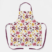 Herfst Bourgondië Goud Wildbloemen Patroon Schort (Voorkant)