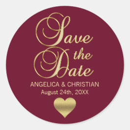 Herfst Bourgondië Marsala Gold SAVE THE DATE Bruil Ronde Sticker