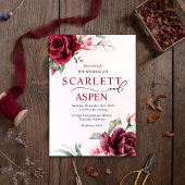 Herfst Bourgondië Merlot Floral Huwelijksuitnodigi Kaart