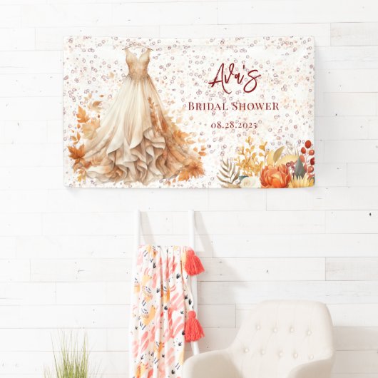 Herfst Bourgondië Oranje Bloem Bruiloft Feest Spandoek (Insitu)