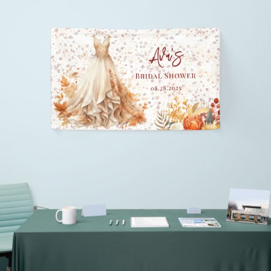 Herfst Bourgondië Oranje Bloem Bruiloft Feest Spandoek (Beurs)