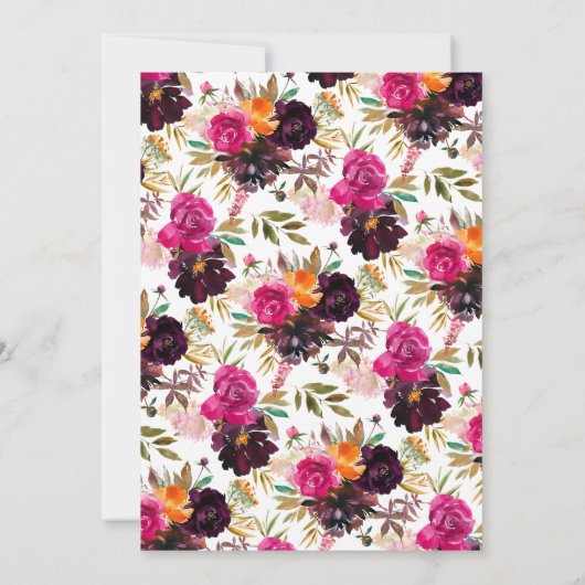 Herfst Bourgondië & Oranje Bloemen Verjaardagsfees Kaart (Achterkant)