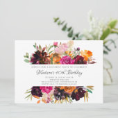 Herfst Bourgondië & Oranje Bloemige Verjaardagsfee Kaart (Staand voorkant)