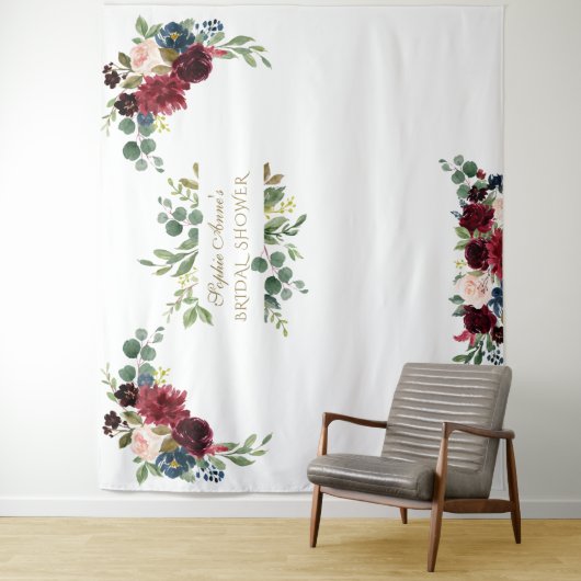 Herfst Bourgondië Roze Bloem Bruidsdouche Requisie Wandkleed (In situ)