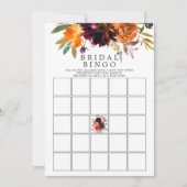 Herfst Bourgondië & Sinaasappel Bloemen Bingo Spel Kaart (Voorkant)