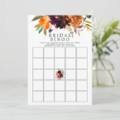 Herfst Bourgondië & Sinaasappel Bloemen Bingo Spel Kaart (Staand voorkant)