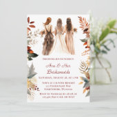 Herfst Bourgondië Sinaasappel Bloemen Bruidsmeisje Kaart (Staand voorkant)