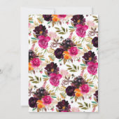 Herfst Bourgondië & Sinaasappel Bloemen Bruidsthee Kaart (Achterkant)