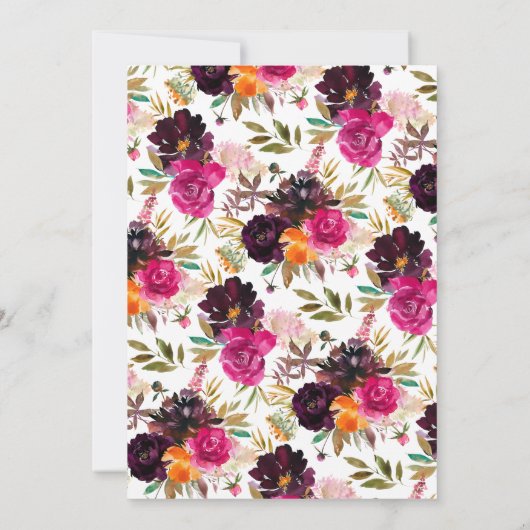 Herfst Bourgondië & Sinaasappel Bloemen Bruidsthee Kaart (Achterkant)