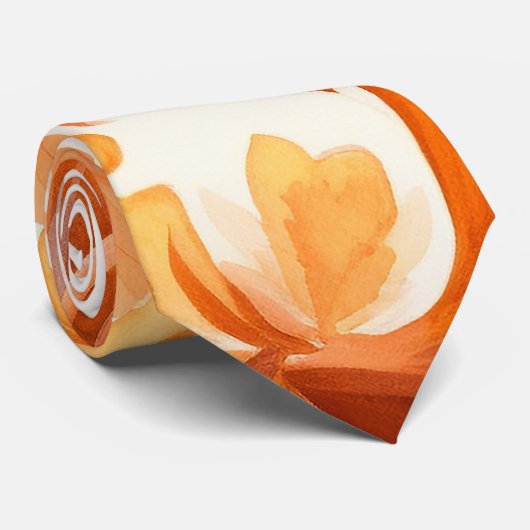 Herfst Bourgondië Sinaasappel Bloemen bruiloft bru Stropdas (Opgerold)