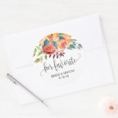 Herfst Bourgondië Sinaasappel Bloemen bruiloft Fav Ronde Sticker (Envelop)