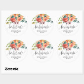 Herfst Bourgondië Sinaasappel Bloemen bruiloft Fav Ronde Sticker (Vel)