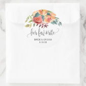 Herfst Bourgondië Sinaasappel Bloemen bruiloft Fav Ronde Sticker (Tas)