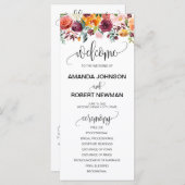 Herfst Bourgondië Sinaasappel Bloemen bruiloft pro Programmakaart (Voorkant / Achterkant)