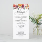 Herfst Bourgondië Sinaasappel Bloemen bruiloft pro Programmakaart (Staand voorkant)