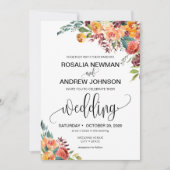 Herfst Bourgondië Sinaasappel Bloemen bruiloft uit Kaart (Voorkant)