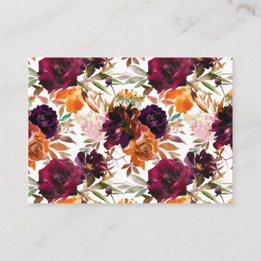 Herfst Bourgondië & Sinaasappel Bloemen Display Do Informatiekaartje (Achterkant)